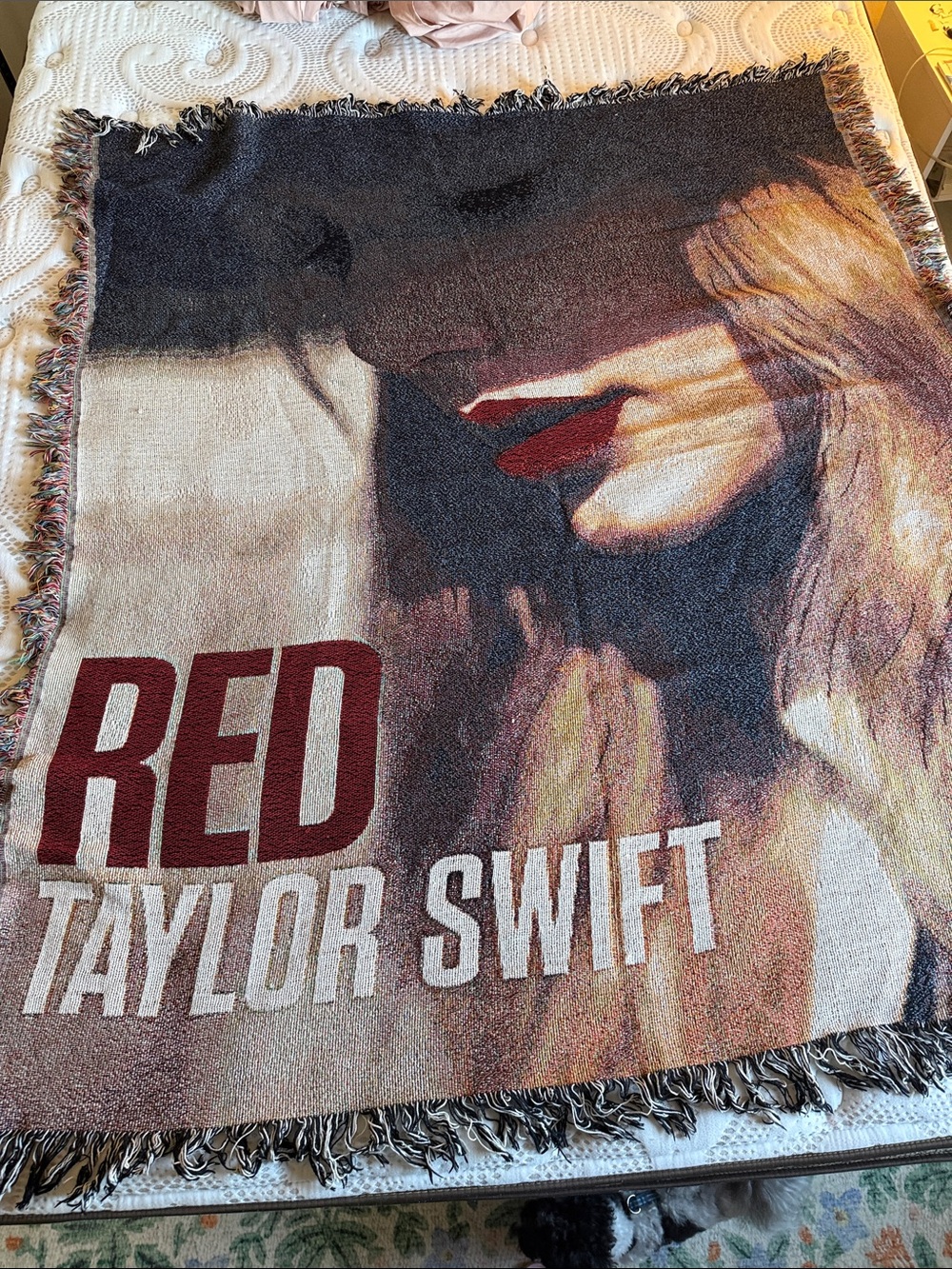Taylor Swift RED Album Graphic Woven Throw in Red, Cream & Black